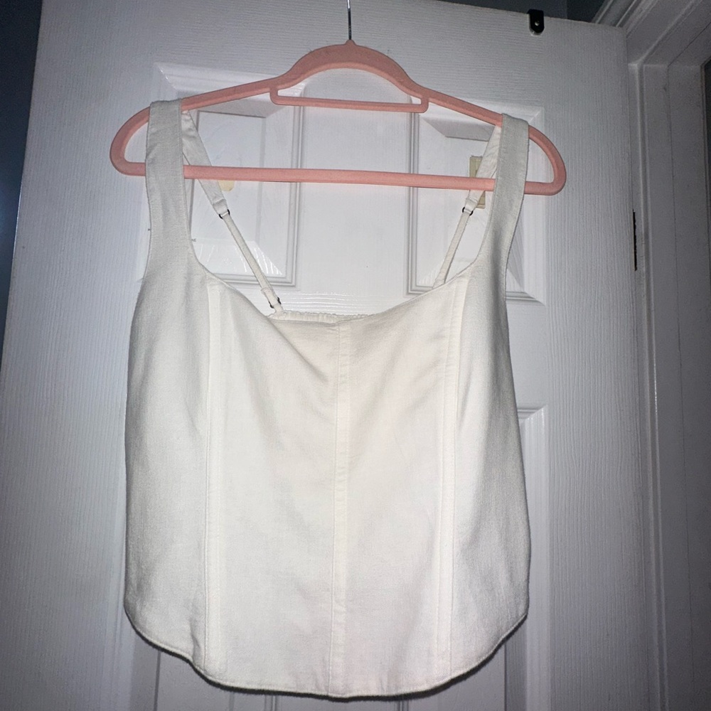 NWT ABERCROMBIE White Corset top with elastic back, size L